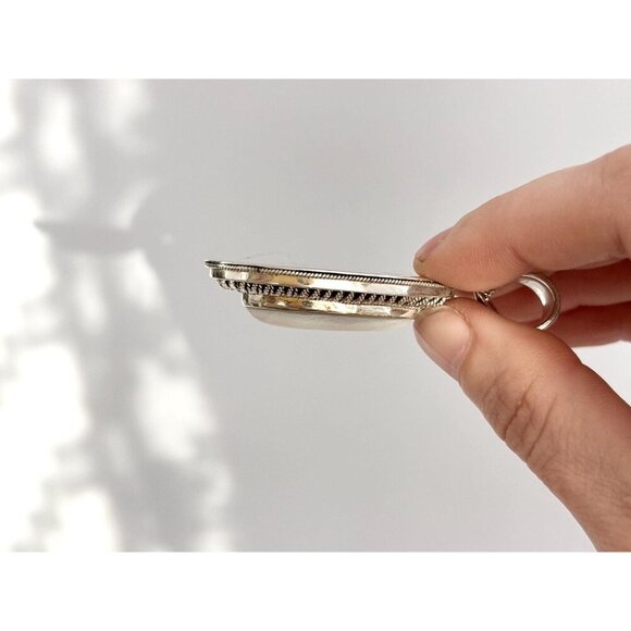 Teardrop Balinese Made Mother of Pearl Sterling Silver 925 Vintage Pendant - Picture 2 of 10